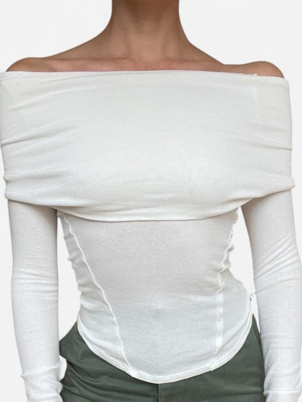 We The Free Iris Layering Off-the-Shoulder White Long Sleeve Top
